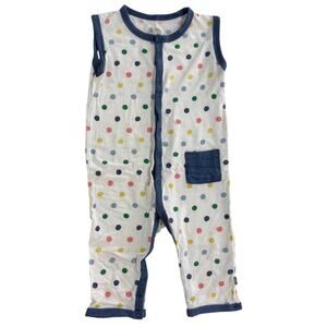 Kyte Baby Snap Sleeveless Romper Spring Polka Dot Size 12-18 Months Blue White
